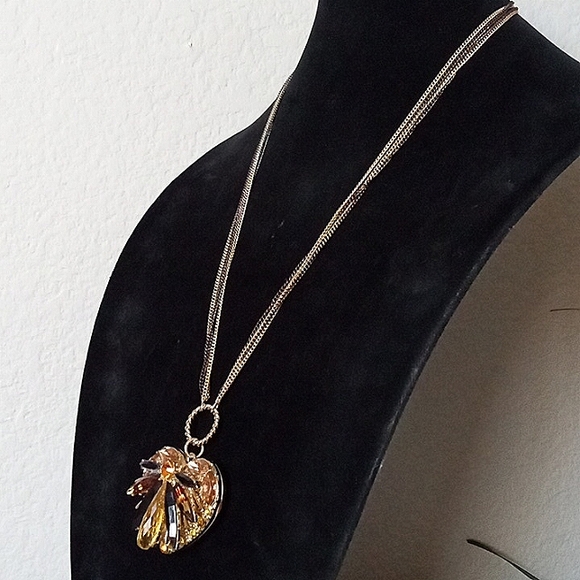 Vintage BETSEY JOHNSON Hollywood Glam Crystal Firefly Pillbox Locket Necklace - Picture 3 of 11